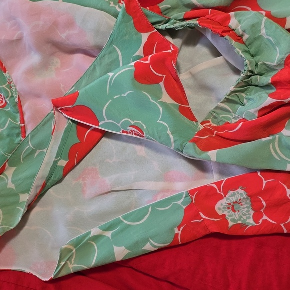 100% Silk Corey Lynn Calter Red Sleeveless Crew Neck Midi Sundress - Picture 10 of 10